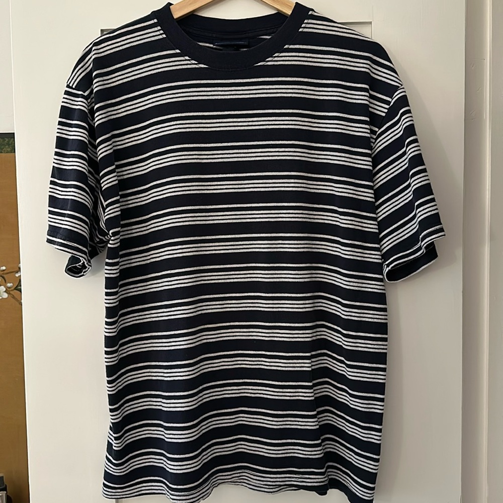 Navy & White Striped Vintage 90s Puritan T-Shirt, Size Medium